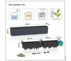 LECHUZA® Kunststoff-Kasten Balconera Stone, rechteckig