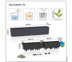 LECHUZA® Kunststoff-Kasten Balconera Stone, rechteckig
