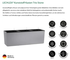 LECHUZA® Kunststoff-Kasten Trio Stone inkl. Pflanzeinsatz, rechteckig, ca. B132,5/H46,5/T44,5 cm