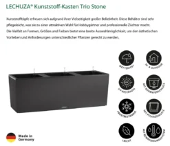 LECHUZA® Kunststoff-Kasten Trio Stone inkl. Pflanzeinsatz, rechteckig, ca. B132,5/H46,5/T44,5 cm