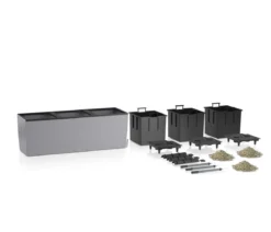 LECHUZA® Kunststoff-Kasten Trio Stone inkl. Pflanzeinsatz, rechteckig, ca. B132,5/H46,5/T44,5 cm
