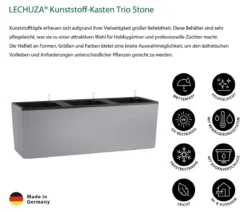 LECHUZA® Kunststoff-Kasten Trio Stone, rechteckig, ca. B100/H34,5/T32,5 cm