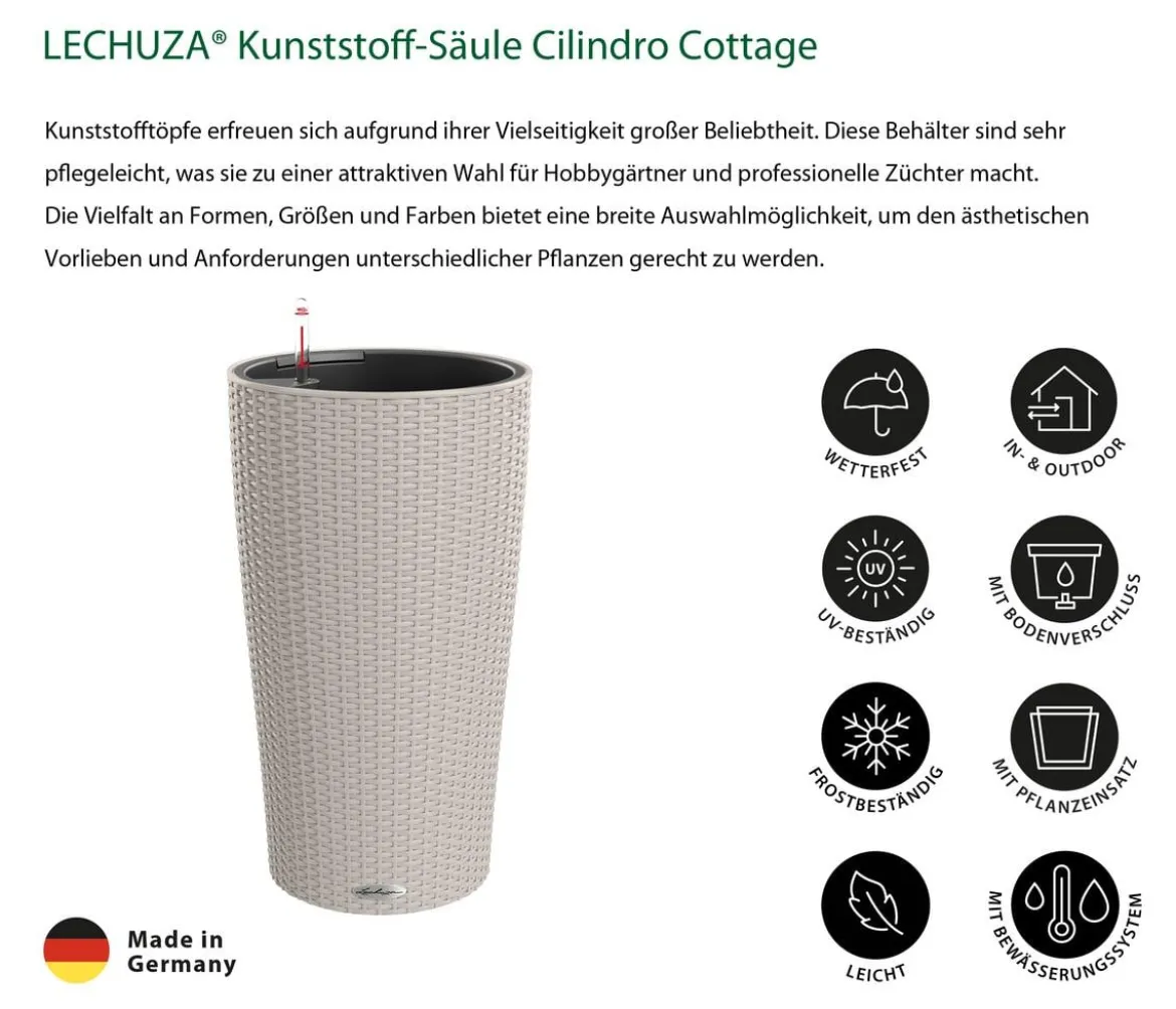 LECHUZA® Kunststoff-Säule Cilindro Cottage inkl. Pflanzeinsatz, konisch