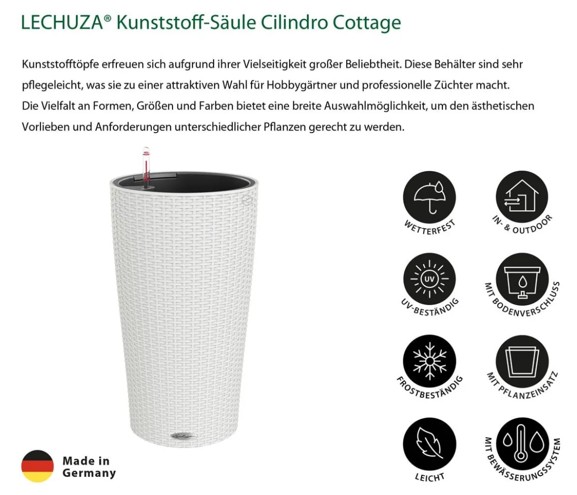 LECHUZA® Kunststoff-Säule Cilindro Cottage inkl. Pflanzeinsatz, konisch