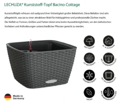 LECHUZA® Kunststoff-Topf Bacino Cottage, quadratisch, ca. B30/H18/T30 cm