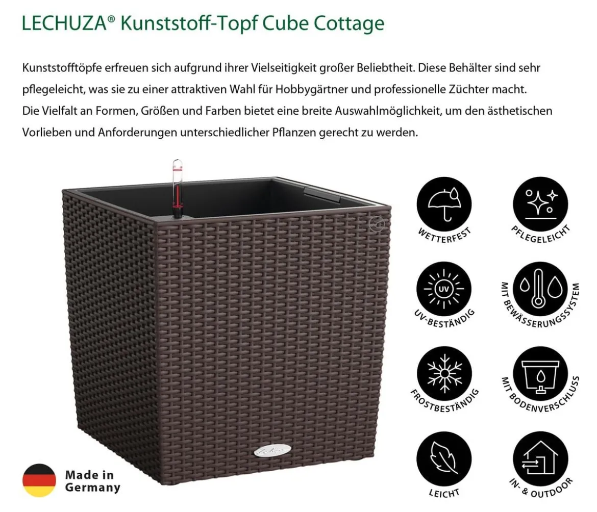 LECHUZA® Kunststoff-Topf Cube Cottage, quadratisch