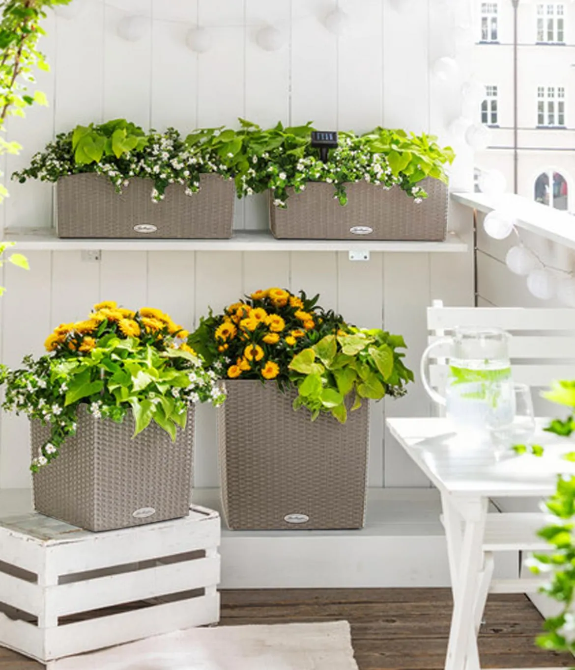 LECHUZA® Kunststoff-Topf Cube Cottage, quadratisch