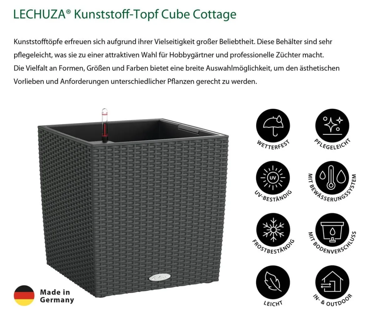 LECHUZA® Kunststoff-Topf Cube Cottage, quadratisch