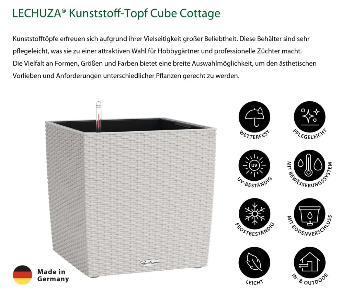 LECHUZA® Kunststoff-Topf Cube Cottage, quadratisch