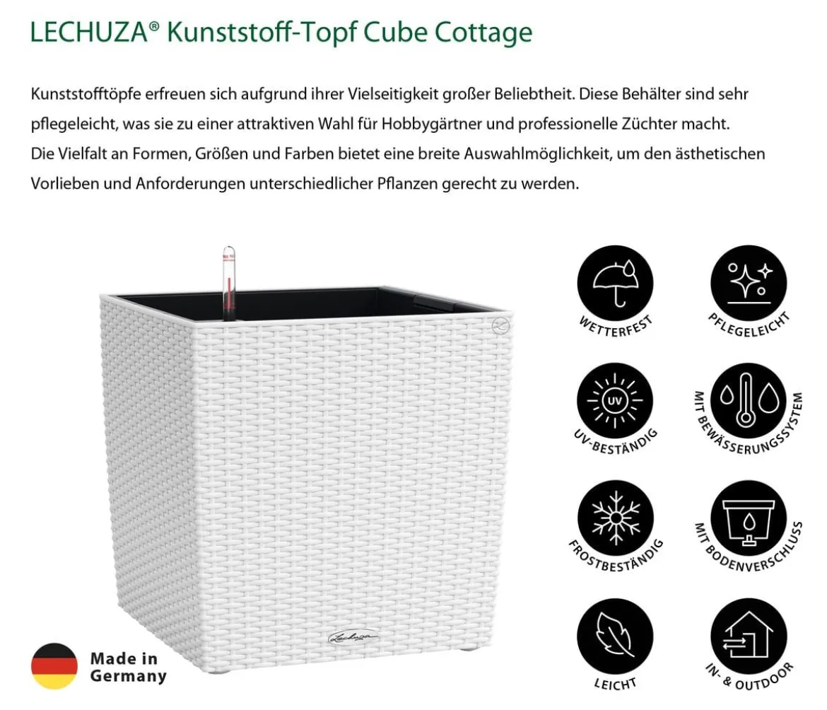 LECHUZA® Kunststoff-Topf Cube Cottage, quadratisch