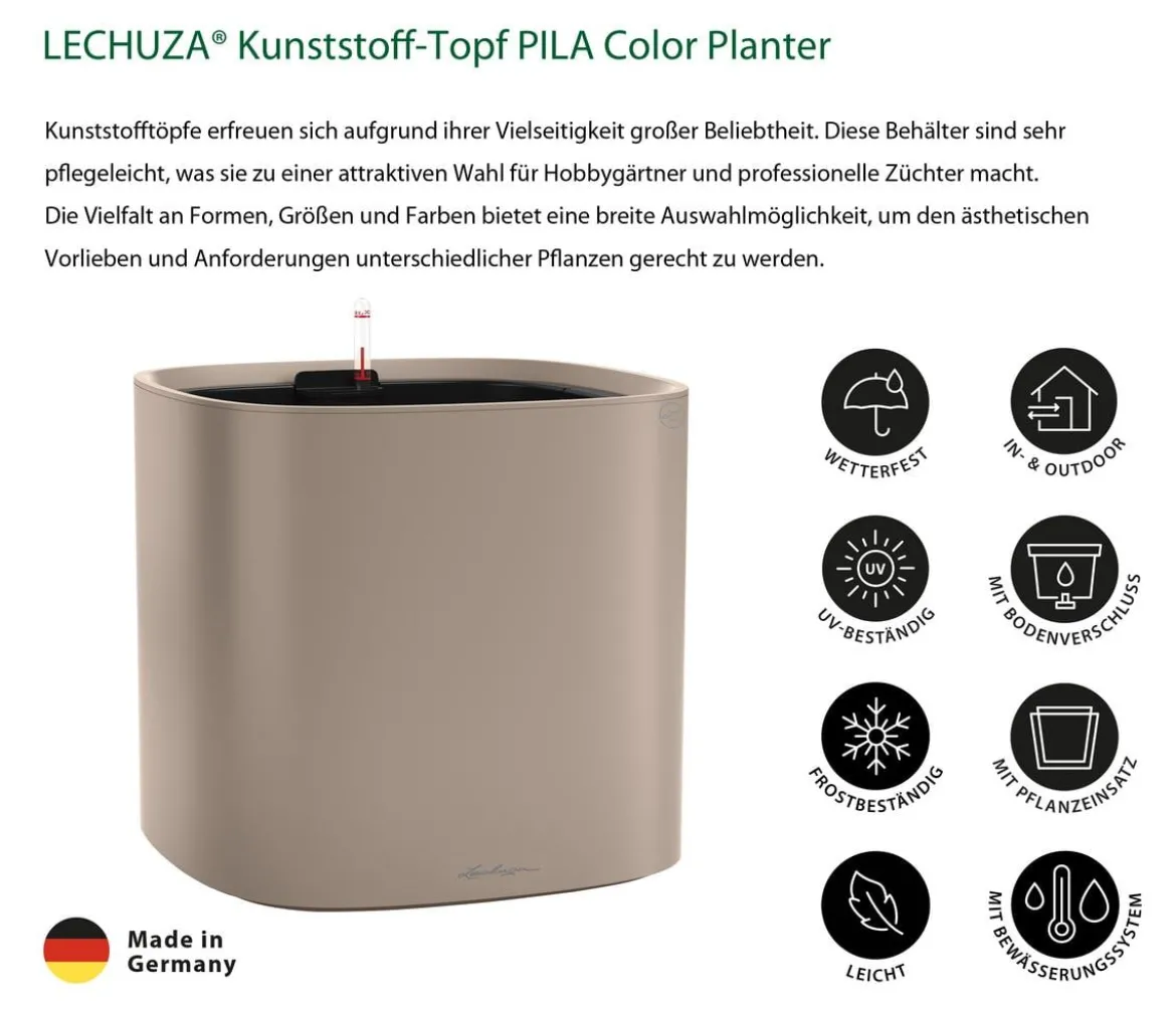 LECHUZA® Kunststoff-Topf PILA Color Planter, quadratisch, ca. B35/H33/T35 cm