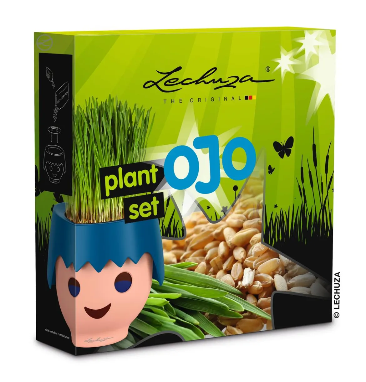 LECHUZA® OJO Pflanzset mit Weizengras-Samen, ca. B25/H24/T6 cm