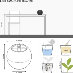 LECHUZA® PURO Color, All-in-One-Set, inkl. Makramee-Aufhängung