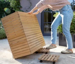 LECHUZA® Rolluntersetzer Natural Wood, quadratisch