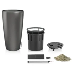 LECHUZA® Rondo hochglanz All-in-One-Set, schwarz, 15749