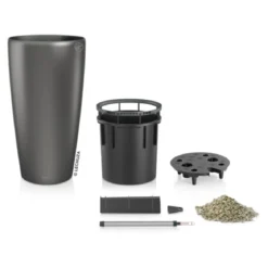 LECHUZA® Rondo hochglanz All-in-One-Set, schwarz, 15749
