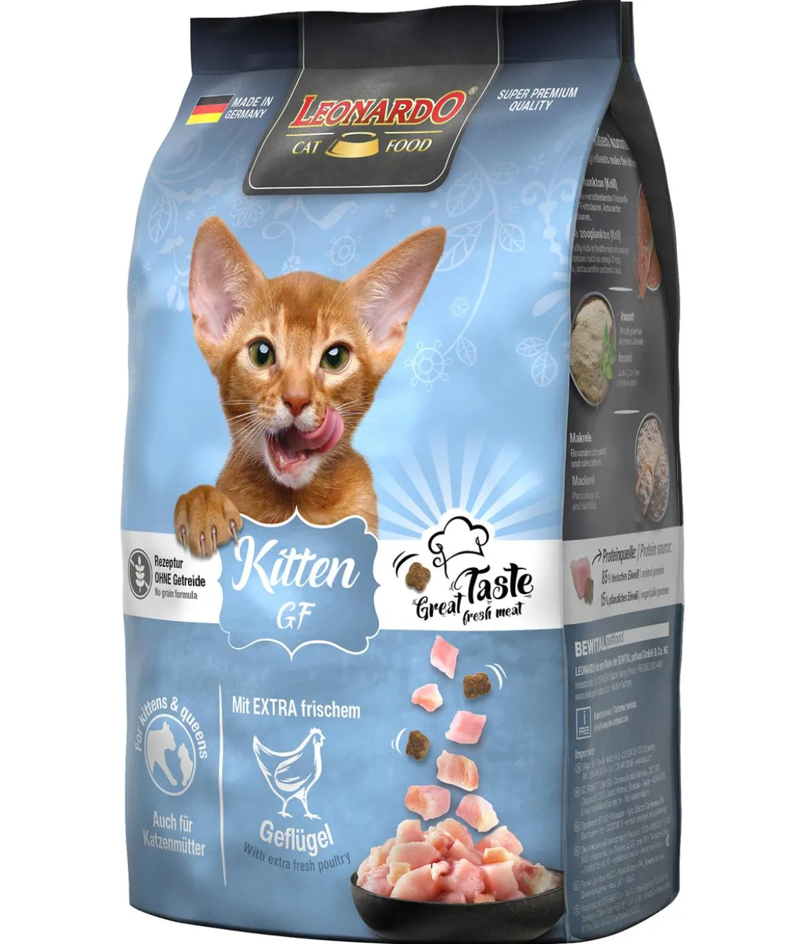 Leonardo Trockenfutter für Katzen Kitten Getreidefrei, Geflügel