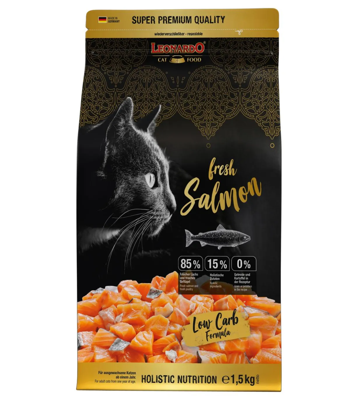 Leonardo Trockenfutter für Katzen Adult fresh Salmon, Lachs