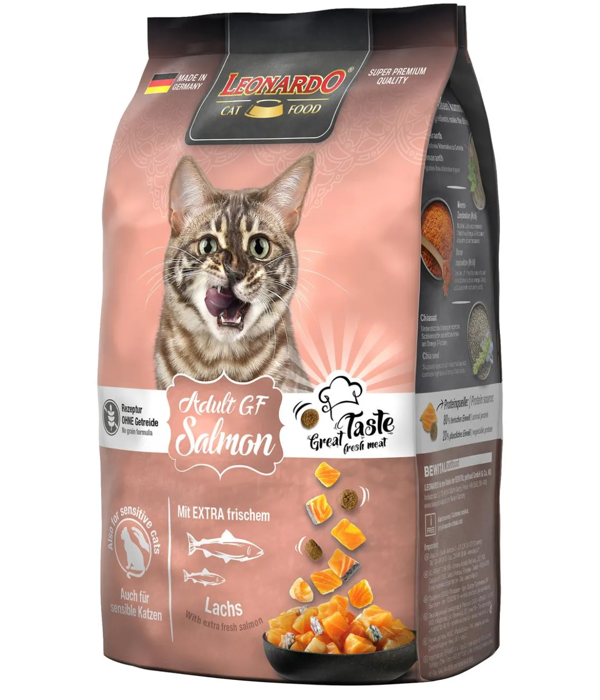 Leonardo Trockenfutter für Katzen Adult Getreidefrei Salmon, Lachs