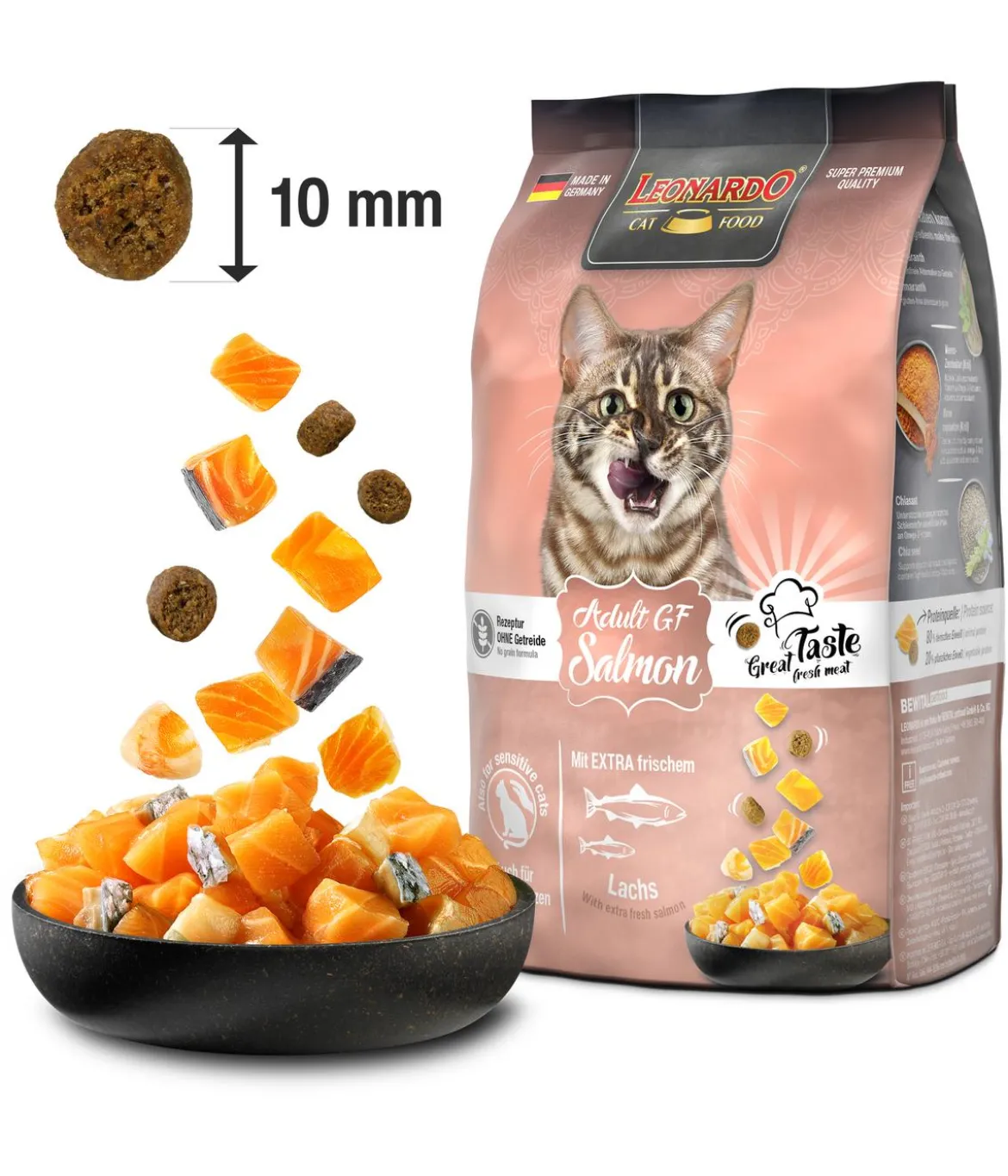 Leonardo Trockenfutter für Katzen Adult Getreidefrei Salmon, Lachs