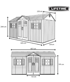 Lifetime Gerätehaus Castle, ca. B457,2/H243,84/T235,20 cm