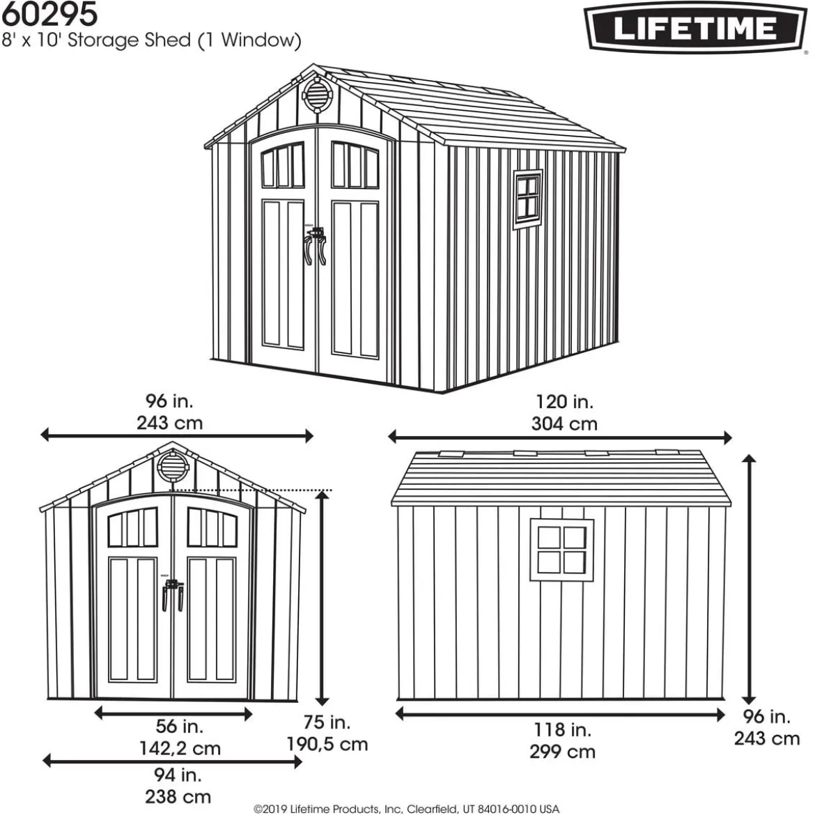 Lifetime Gerätehaus Jupiter, ca. B243/H243/T304 cm