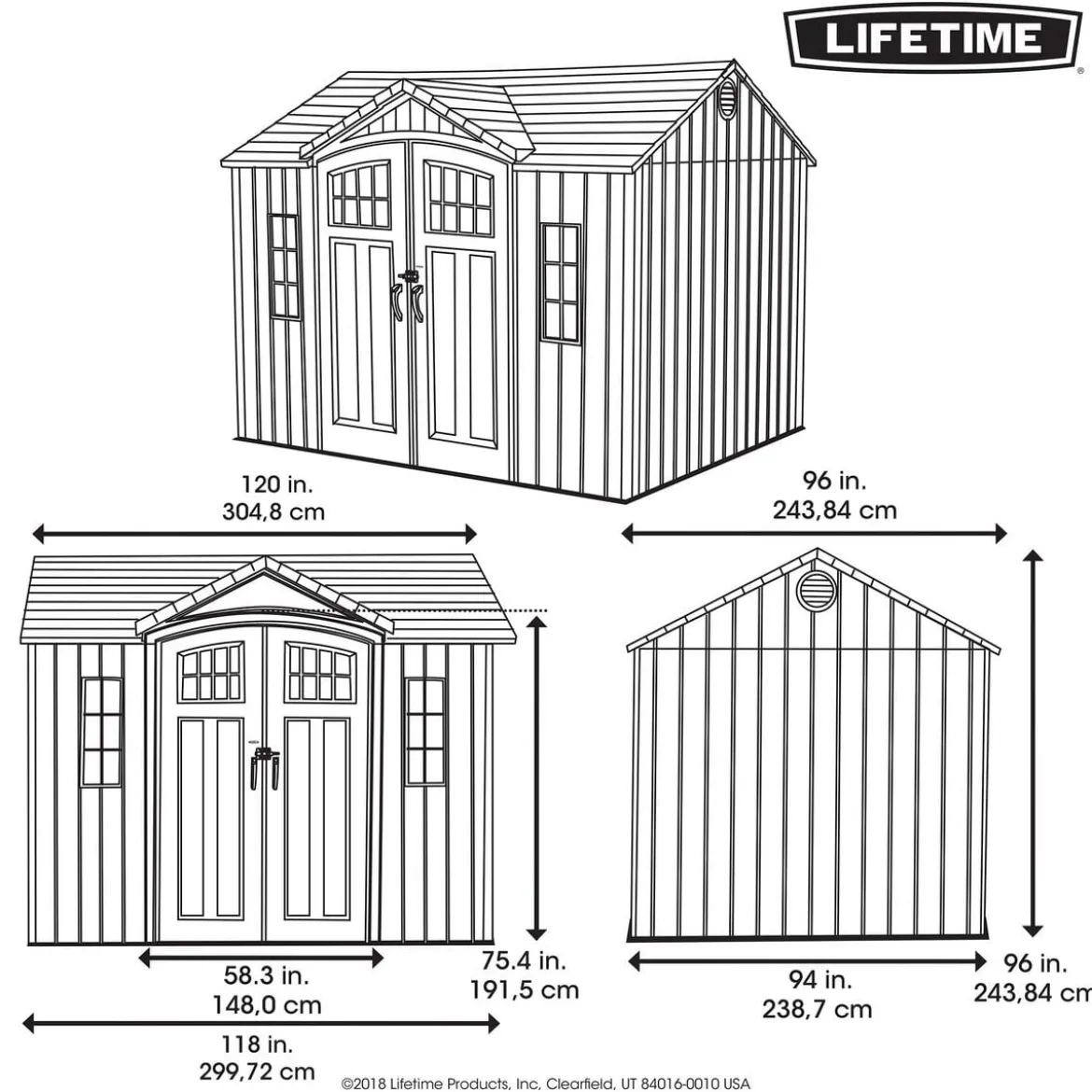 Lifetime Gerätehaus Saturn, ca. B304,8/H244/T243,84 cm