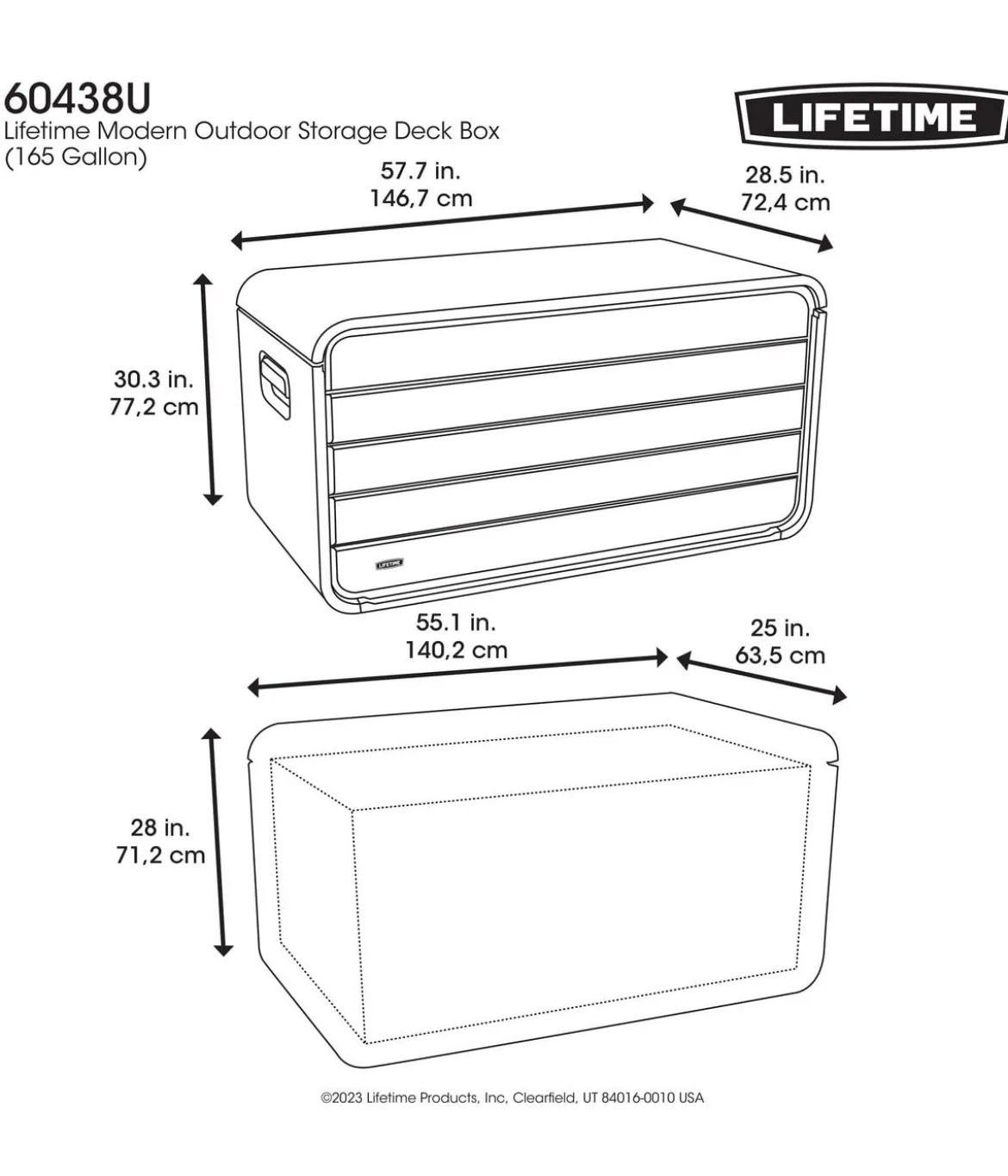 Lifetime Kunststoff Gartenbox Space XL, 625 Liter, ca. B146,7/H77,2/T72,4 cm