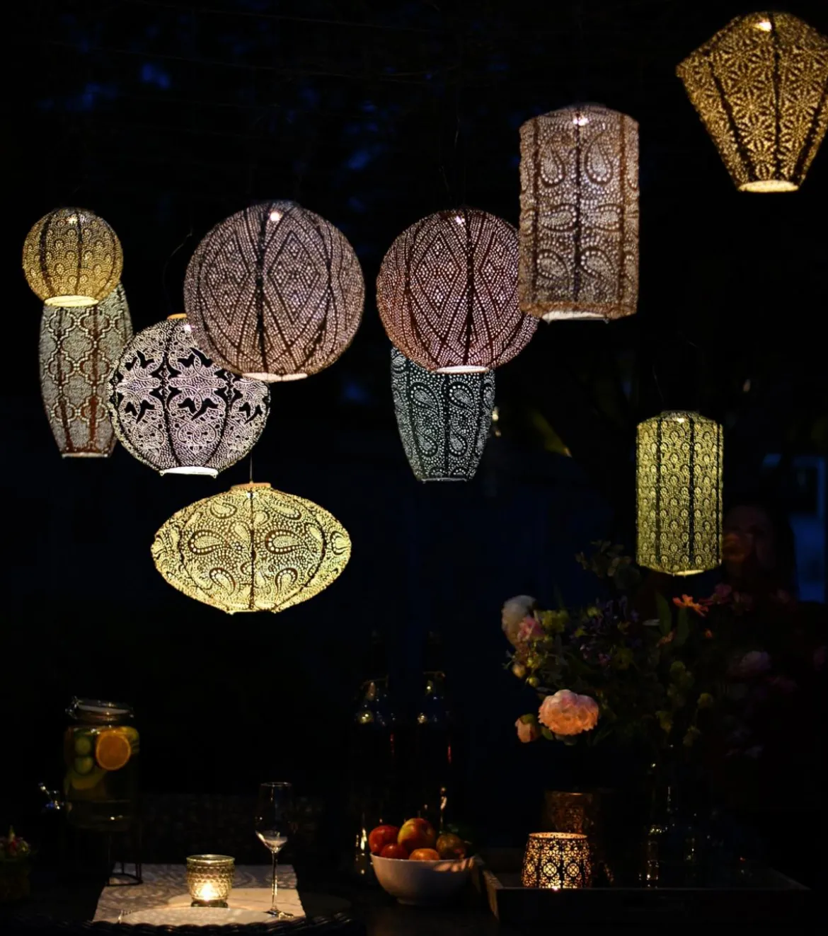 Lumiz Solar-Lampion Long Oval Paisley, ca. Ø20/H45 cm