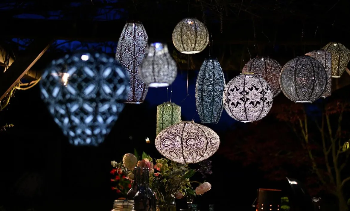 Lumiz Solar-Lampion Round Ikat, ca. Ø30/H29 cm