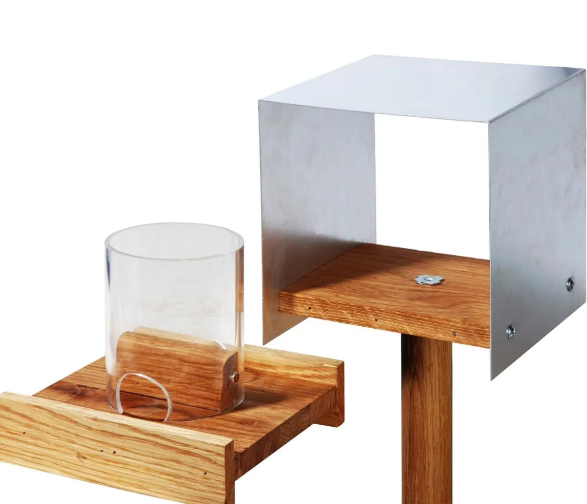 LUXUS-VOGELHAUS Futterhaus Bauhaus II, braun/silber, ca. B15/H16/T15 cm