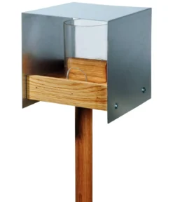 LUXUS-VOGELHAUS Futterhaus Bauhaus II, braun/silber, ca. B15/H16/T15 cm