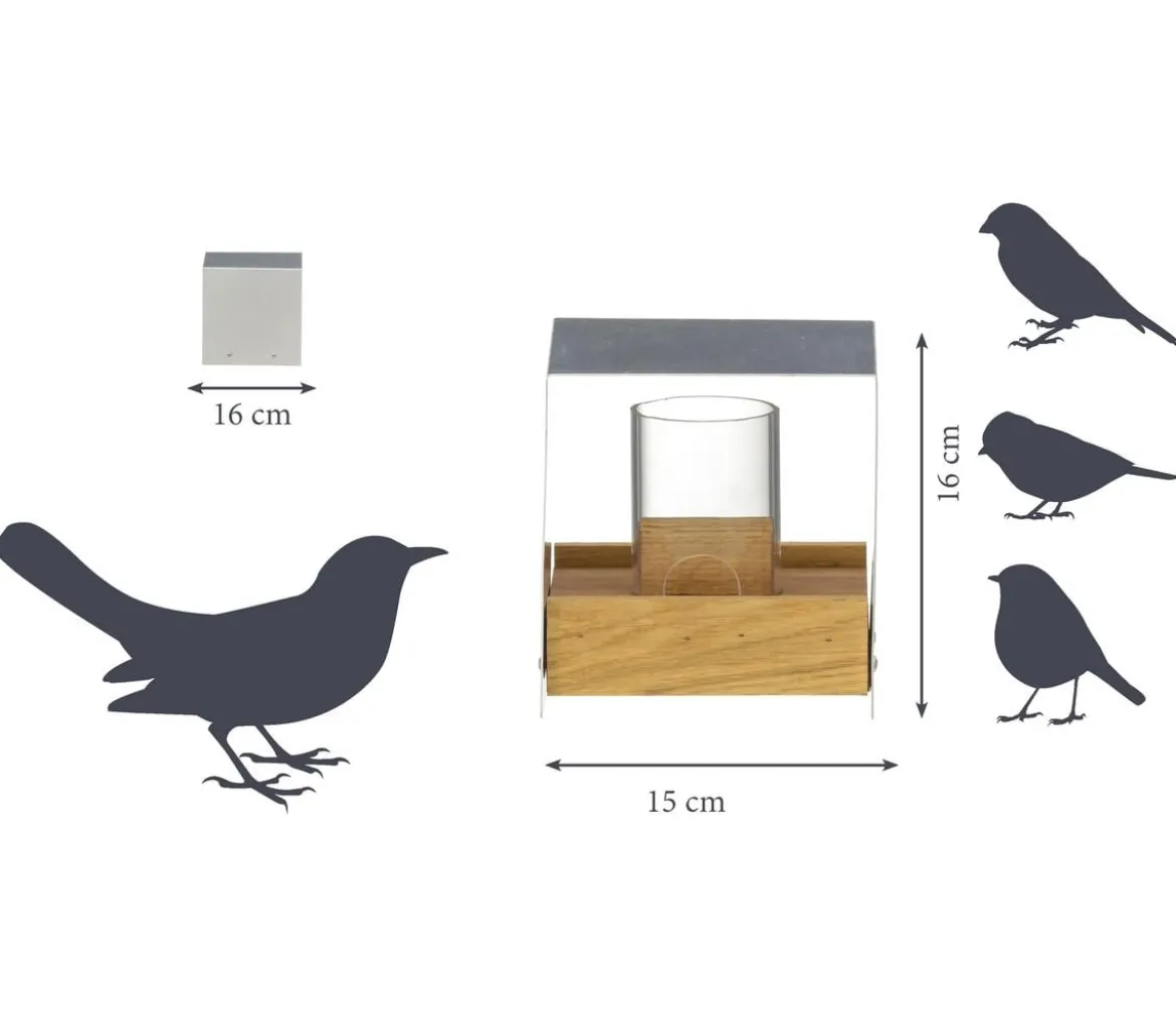 LUXUS-VOGELHAUS Futterhaus Bauhaus II, braun/silber, ca. B15/H16/T15 cm