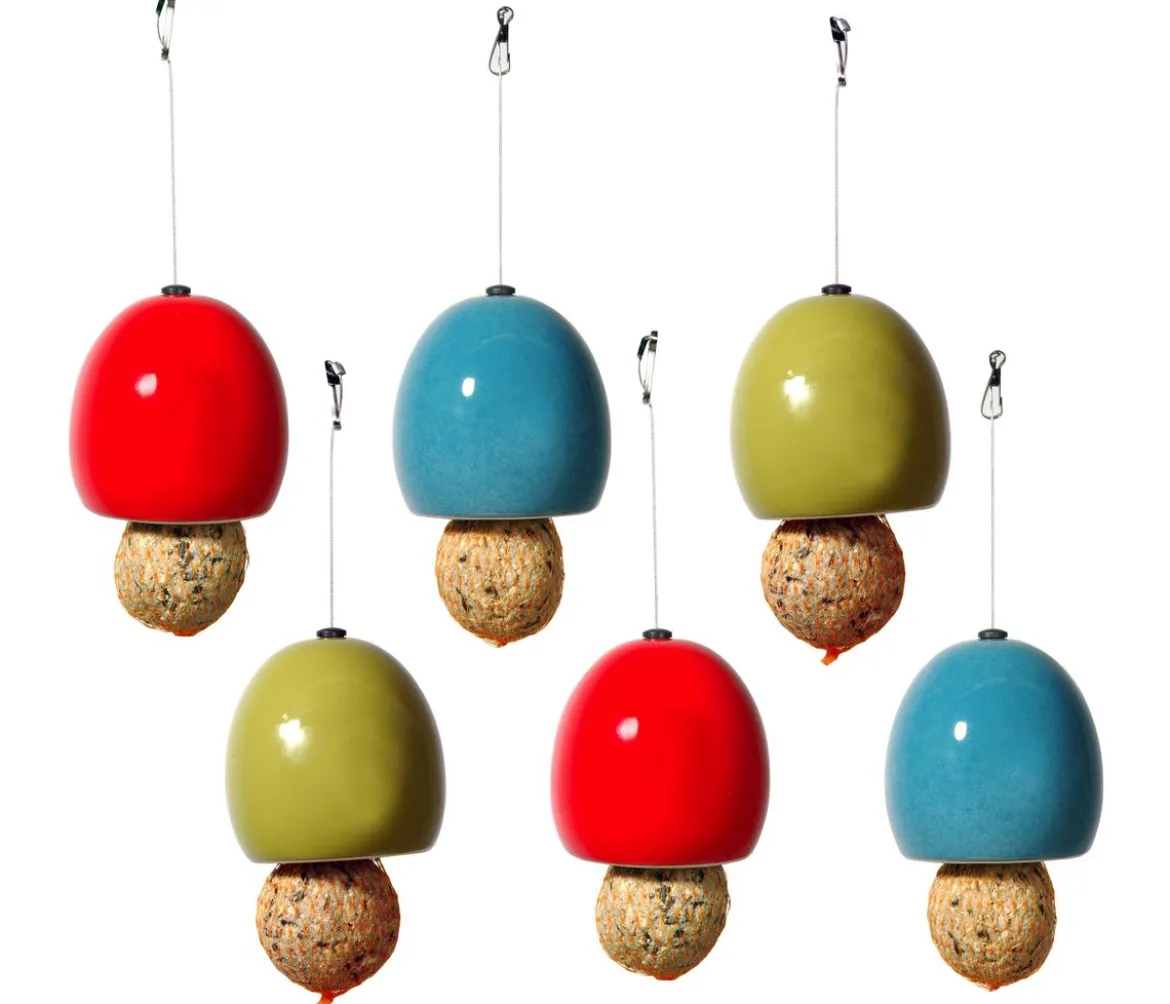 LUXUS-VOGELHAUS Meisenknödelhalter 6er-Set, rot/grün/blau, ca. Ø9,5/H9,5 cm