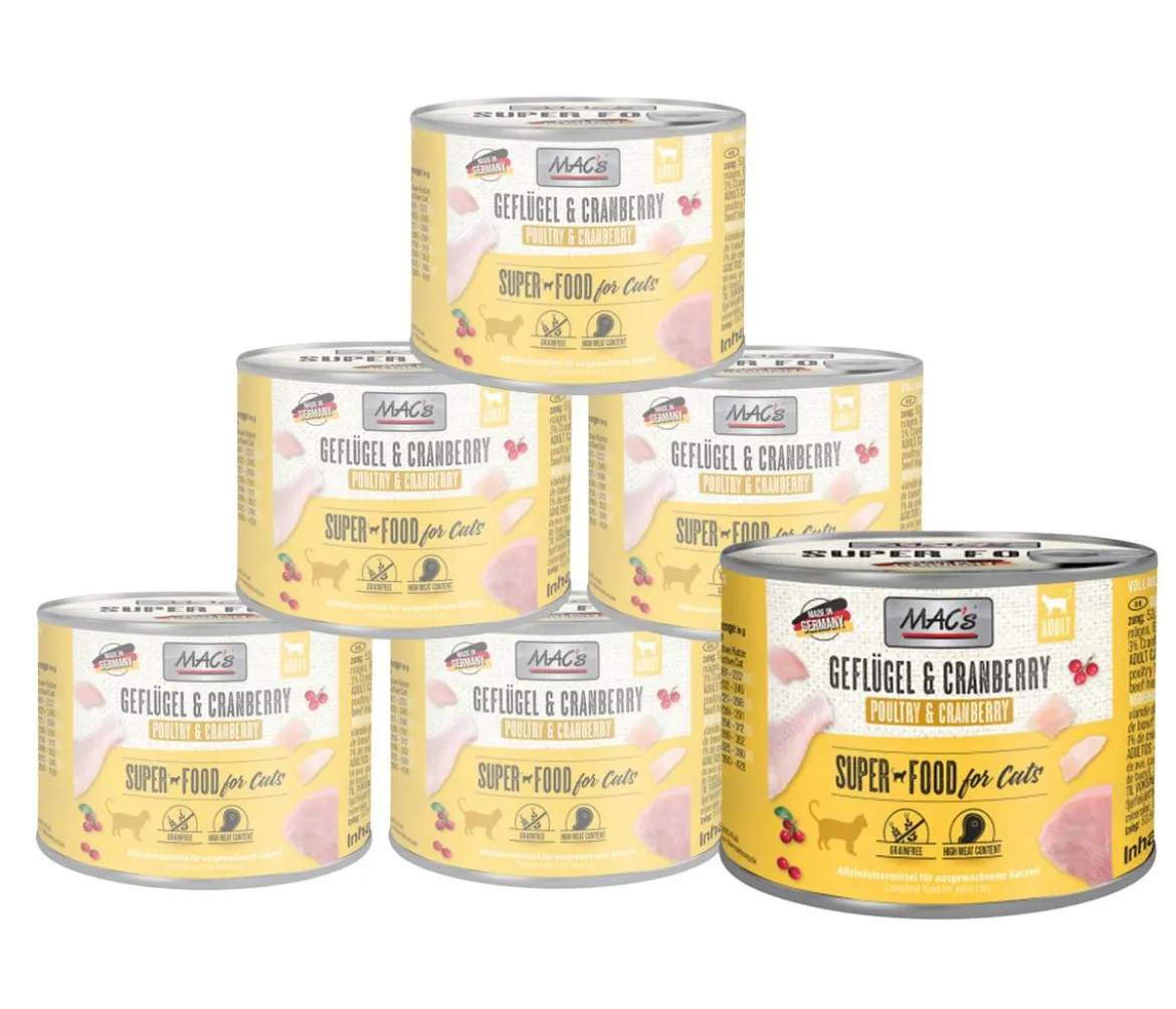 MAC's CAT Nassfutter für Katzen Fleischmenü, 6 x 200 g