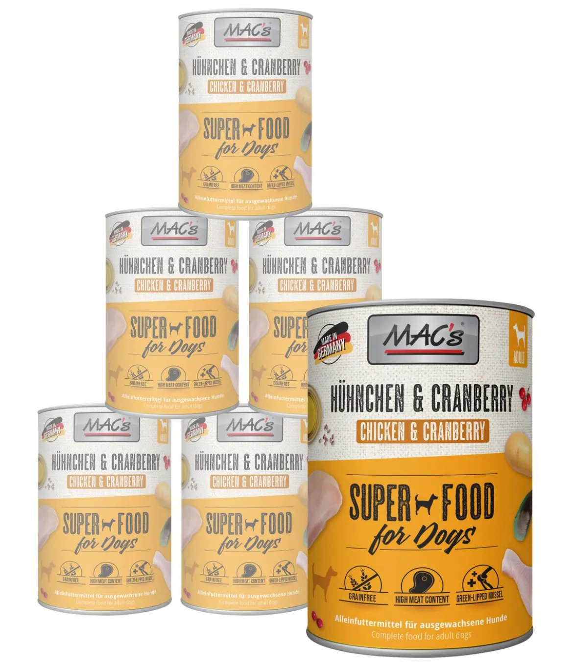 MAC's DOG Nassfutter für Hunde, 6 x 400 g