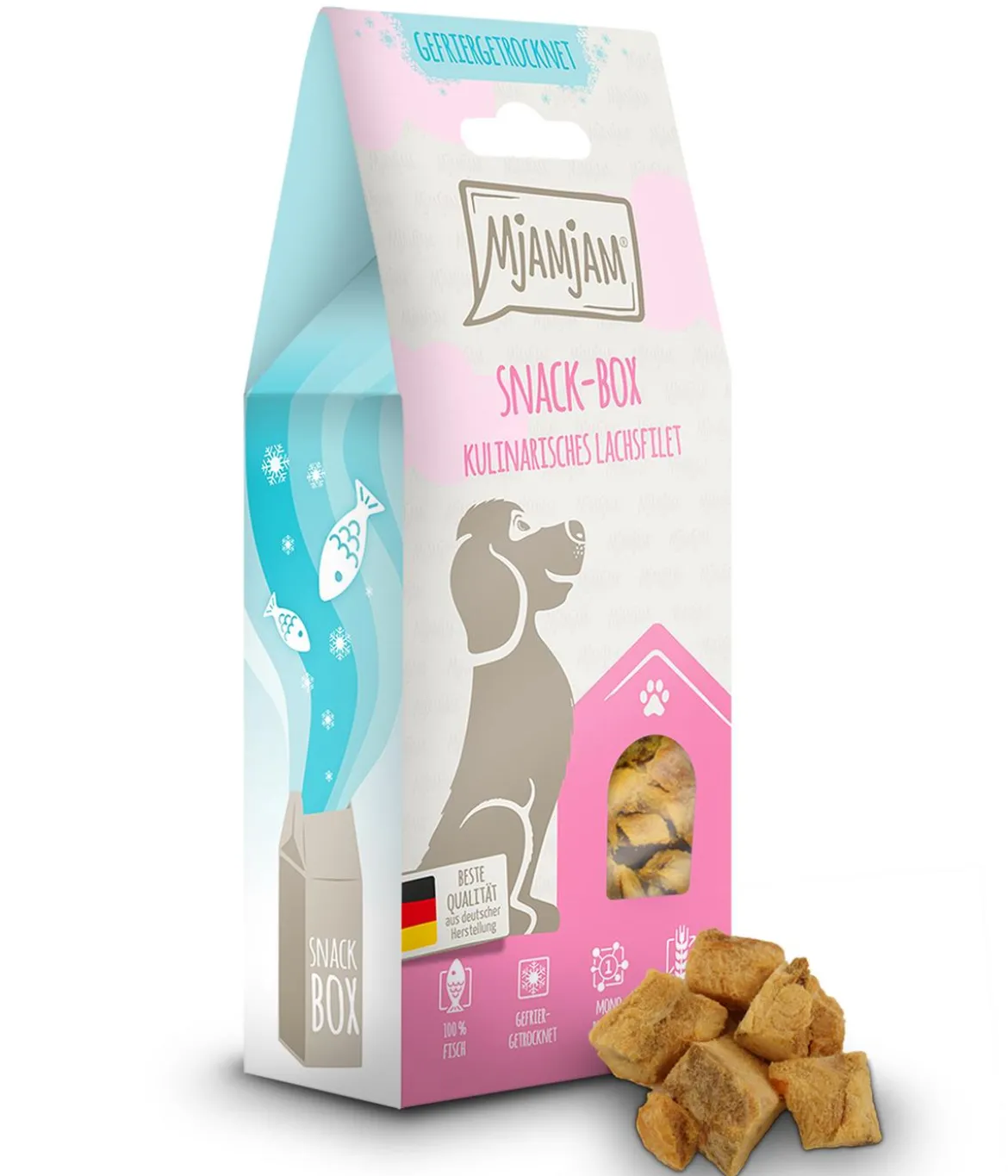 MjAMjAM® Hundesnack Snack-Box kulinarisches Lachsfilet, Adult, 100 g