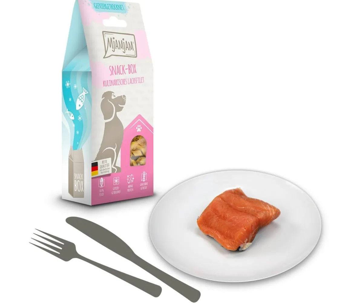 MjAMjAM® Hundesnack Snack-Box kulinarisches Lachsfilet, Adult, 100 g