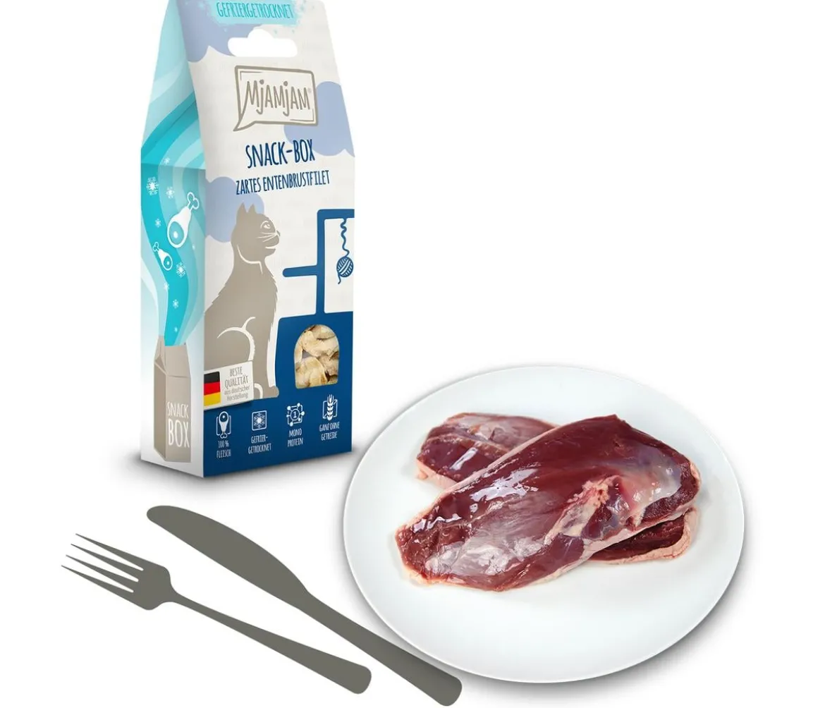MjAMjAM® Katzensnack Snackbox zartes Entenbrustfilet, Adult, 40 g