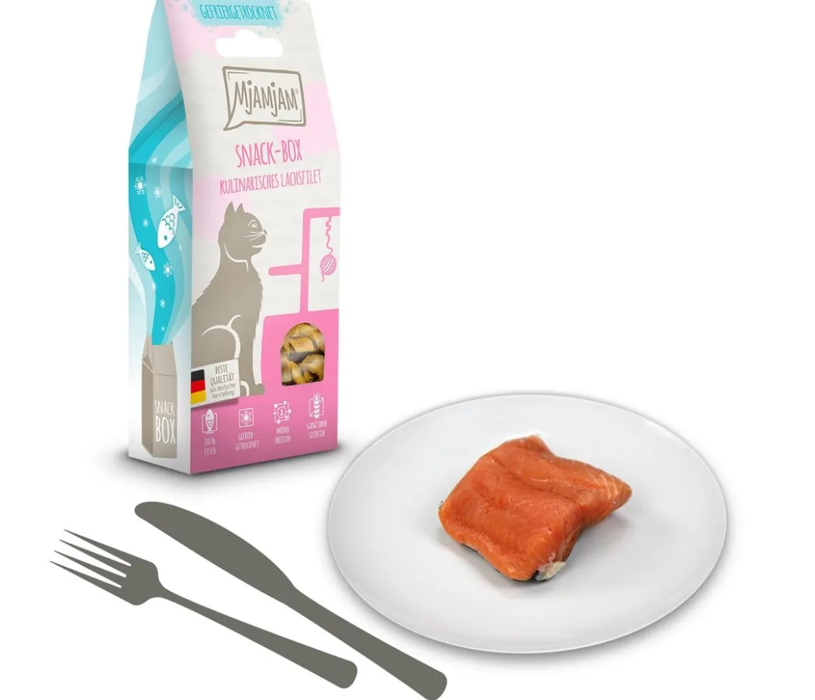 MjAMjAM® Katzensnack Snackbox kulinarisches Lachsfilet, Adult, 50 g