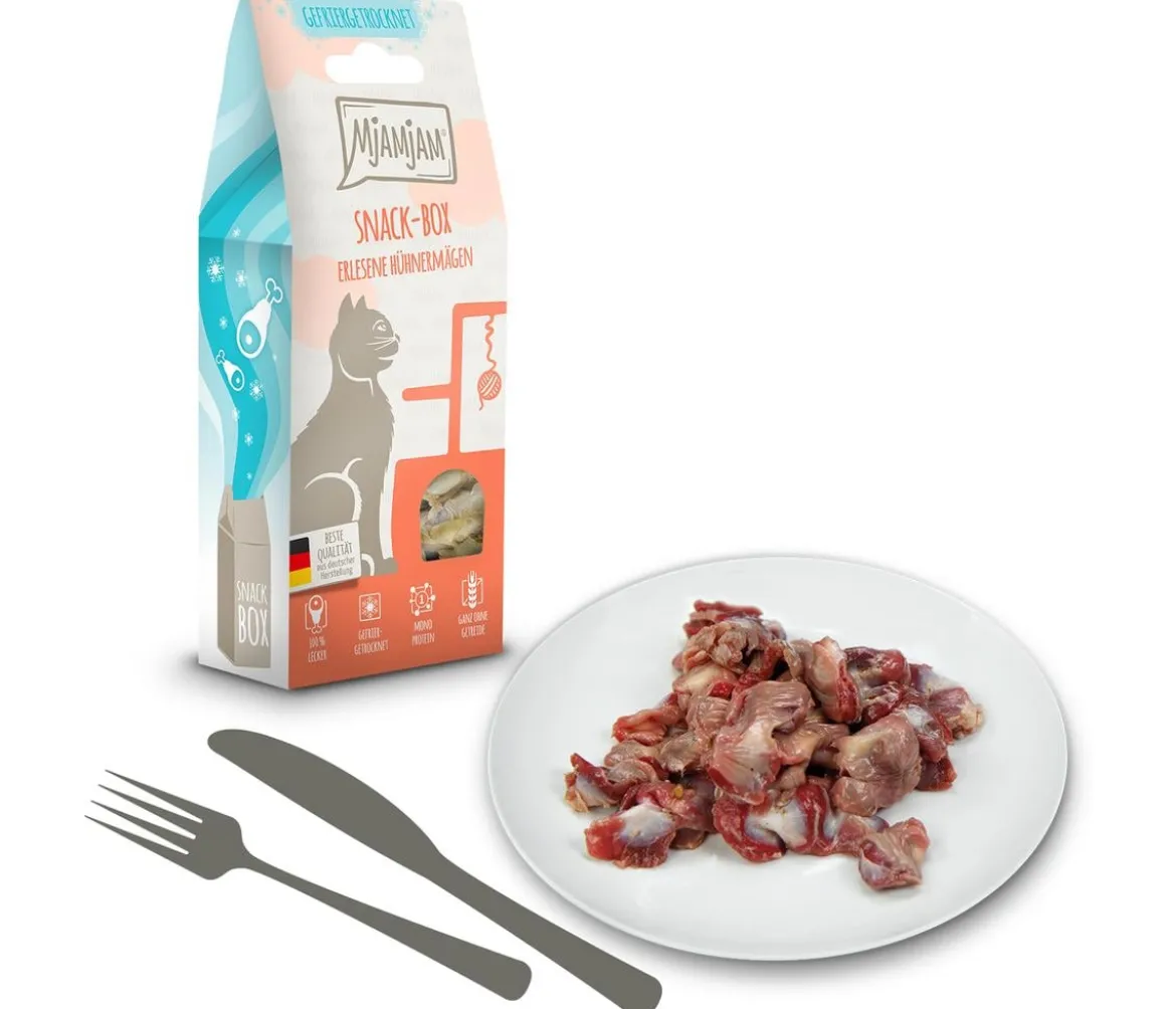 MjAMjAM® Katzensnack Snackbox erlesene Hühnermägen, Adult, 35 g
