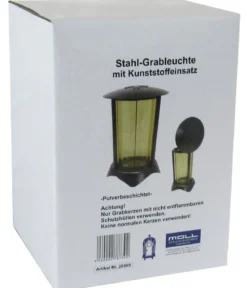 Moll Stahl-Grableuchte mit Kunststoffeinsatz, ca. H19 cm