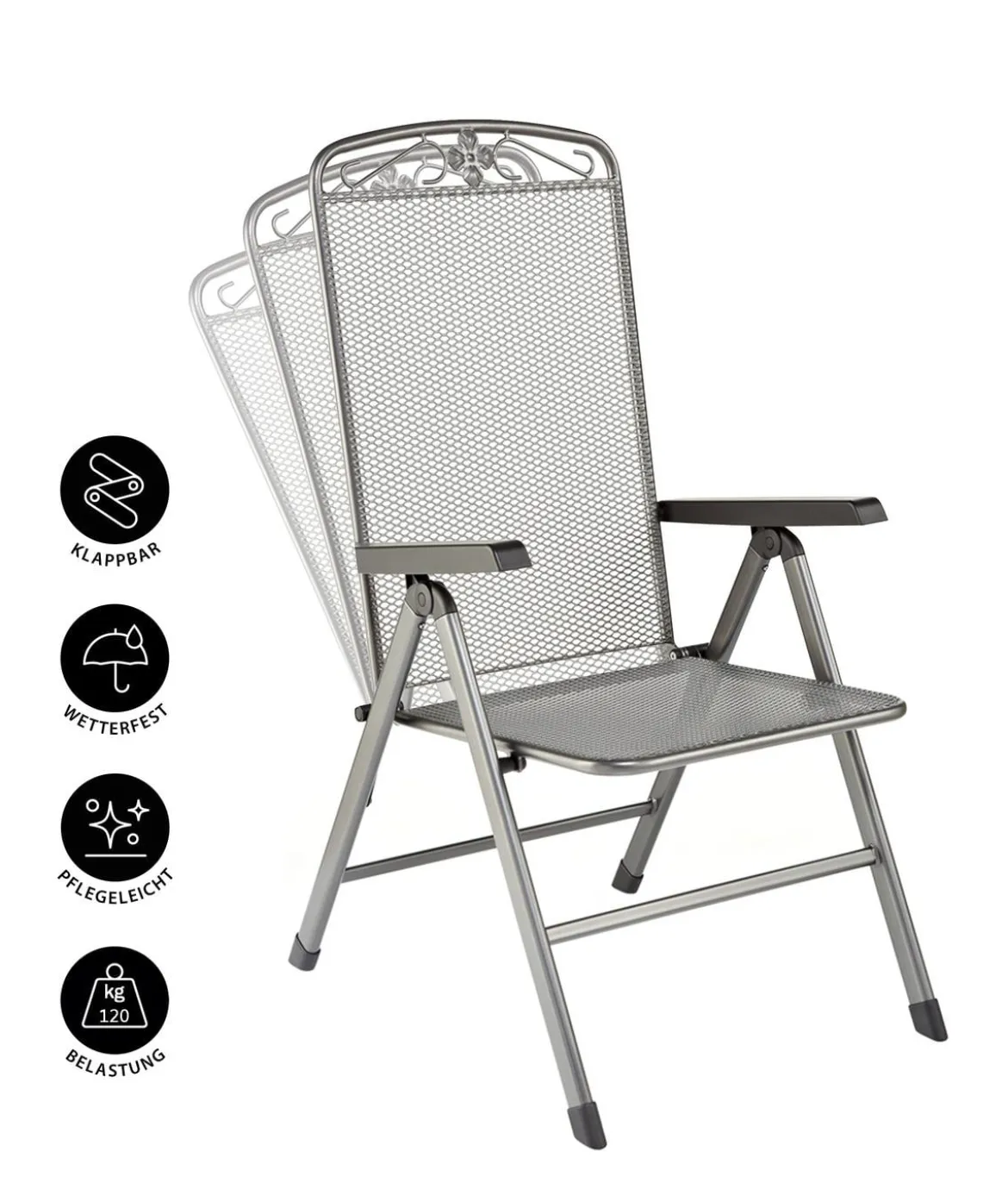 MWH Klapp-Gartensessel Savoy, ca. B58/H107/T72 cm