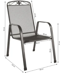 MWH Metall-Gartensessel Savoy, ca. B58/H92/T62 cm