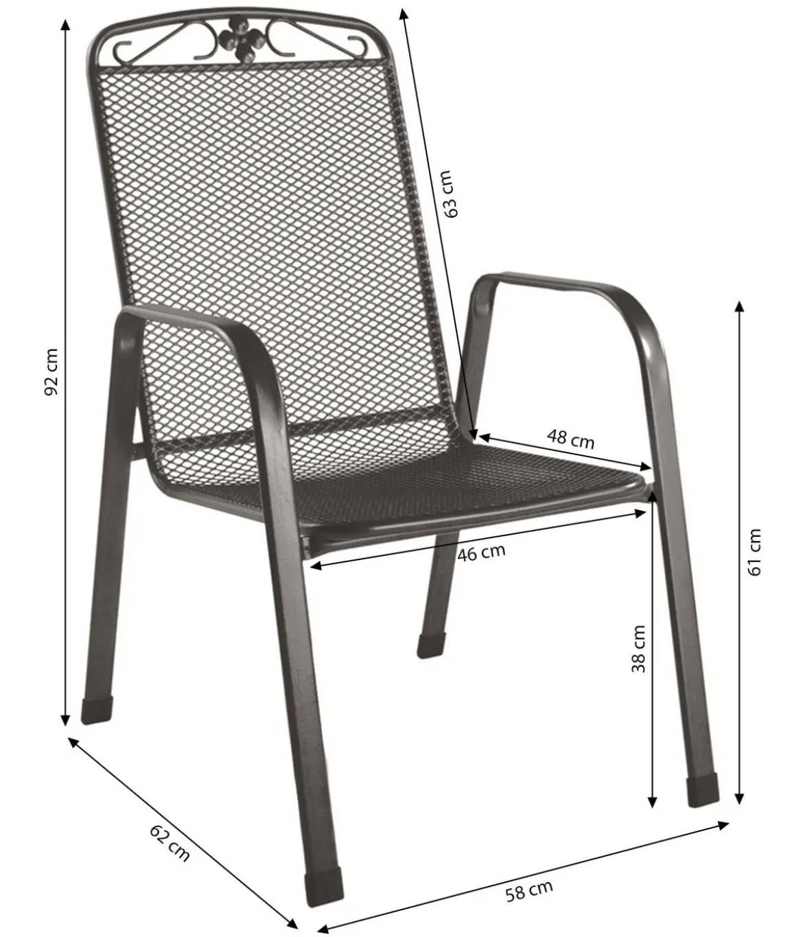 MWH Metall-Gartensessel Savoy, ca. B58/H92/T62 cm
