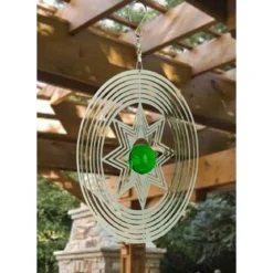 NATURE'S MELODY Windspiel Cosmo Sternstrahl, 18,5 x 4,5 x 32 cm, silber/grün