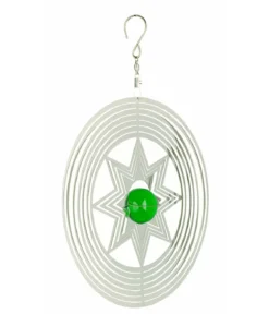 NATURE'S MELODY Windspiel Cosmo Sternstrahl, 18,5 x 4,5 x 32 cm, silber/grün