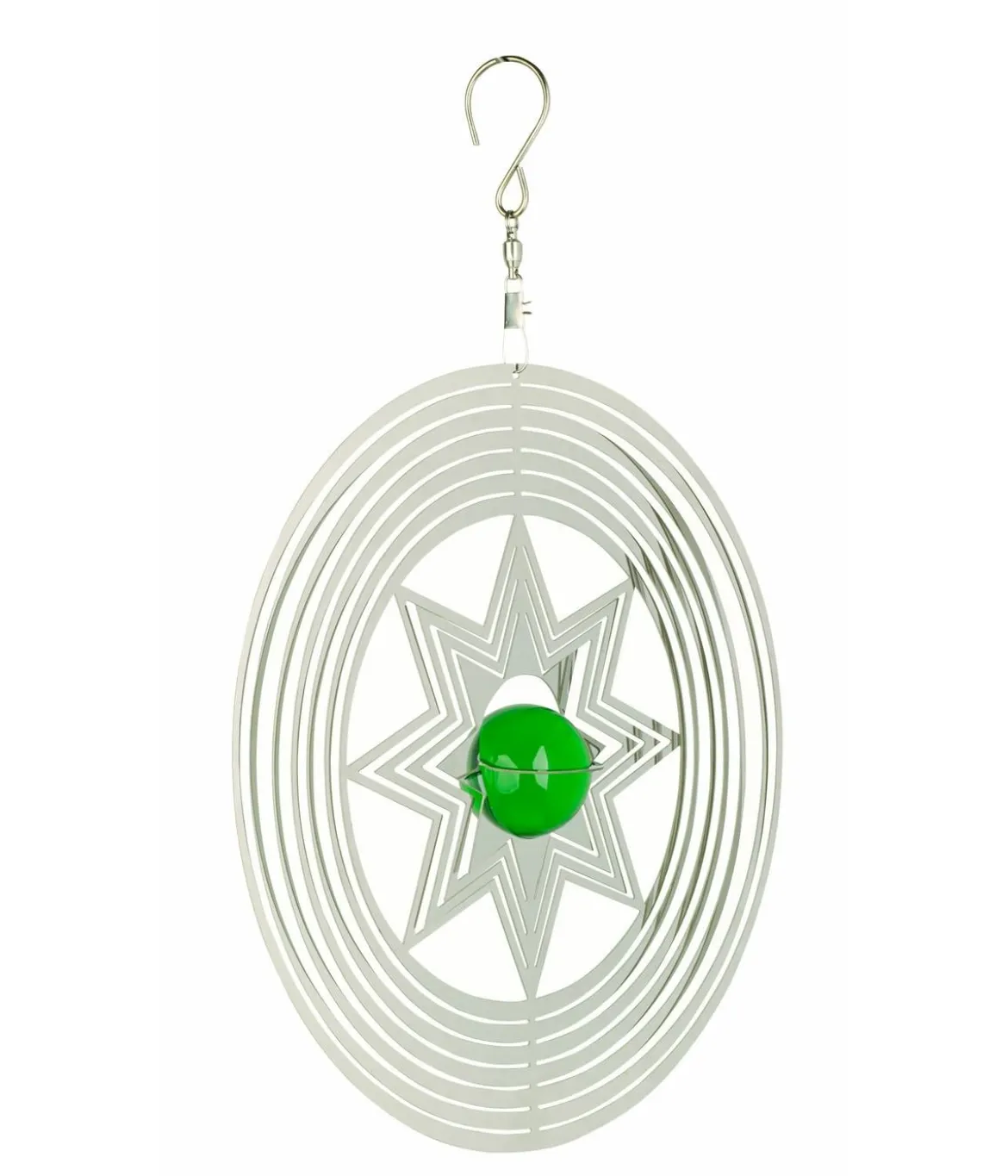 NATURE'S MELODY Windspiel Cosmo Sternstrahl, 18,5 x 4,5 x 32 cm, silber/grün
