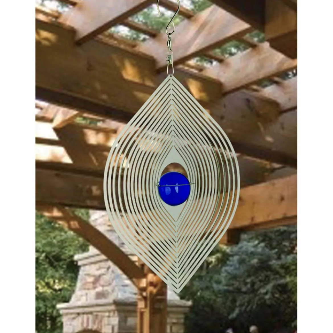 NATURE'S MELODY Windspiel Cosmo Katzenauge, 16,5 x 4,5 x 33 cm, silber/blau