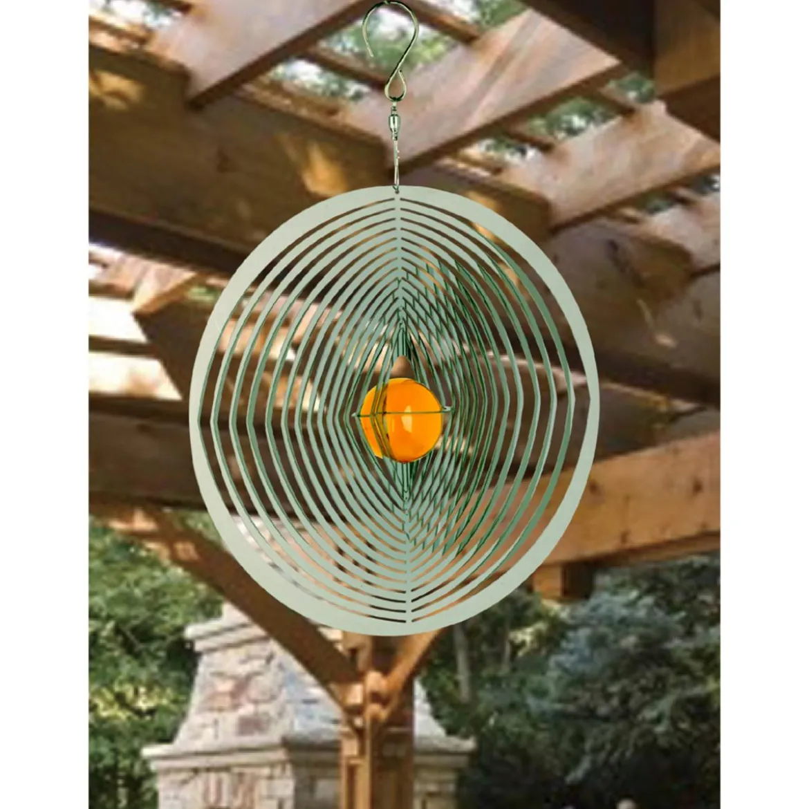 NATURE'S MELODY Windspiel Cosmo Rund, 20,5 x 4,5 x 29 cm, silber/gelb